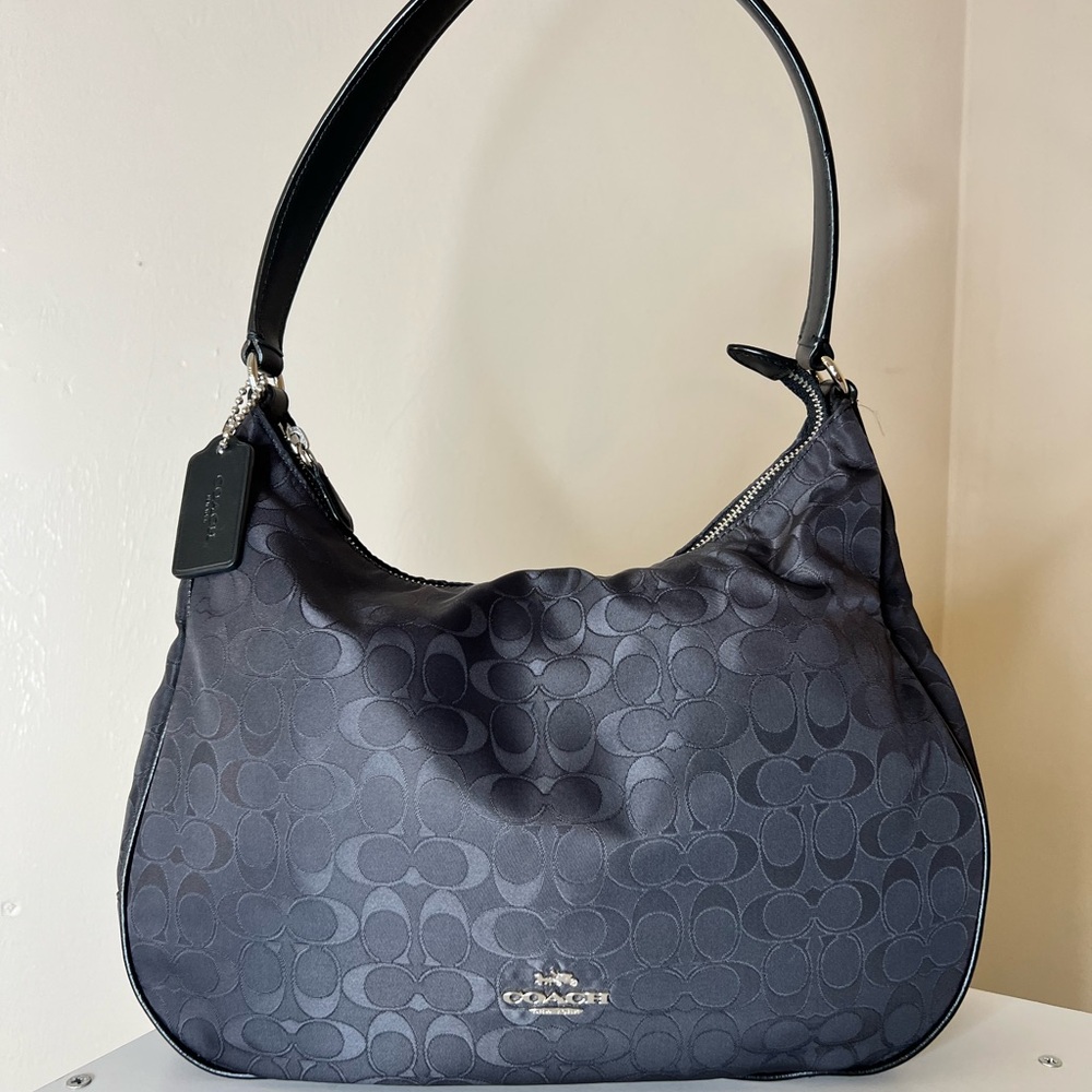 COACH Black Signature Hobo Bag